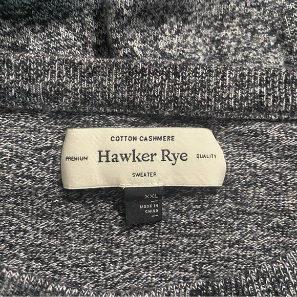 Hawker Rye Gray Marled Cotton Cashmere Crew Neck Sweater - Picture 4 of 5
